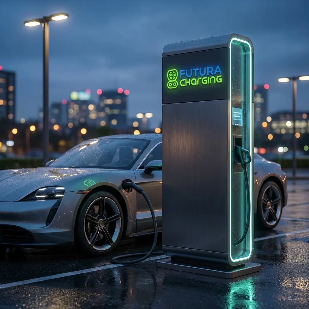 Carregador Futura Charging instalado em estacionamento